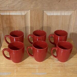 Set of 6 Red Corelle Coordinates Stoneware Coffee Mugs